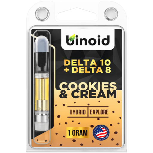 Binoid - Delta 10 Vape - Delta 10 + Delta 8 Vape Cartridge - Cookies & Cream