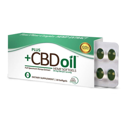 PlusCBD Oil - CBD Softgels - Green Blend Full Spectrum - 10mg - 10 Count