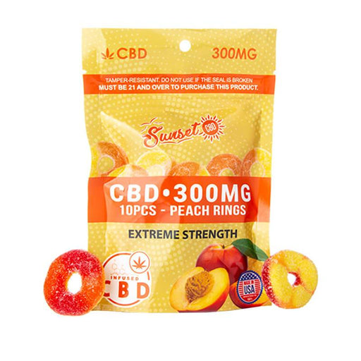 Sunset CBD - CBD Edible - CBD Infused Peach Rings - 20mg