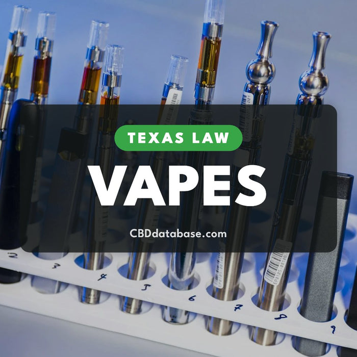 Texas Law: Vapes, vape cartridges and pens in a display rack