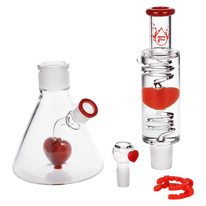Pulsar Love Heart Beat Glycerin Beaker Glass Bong - 14" / 19mm F