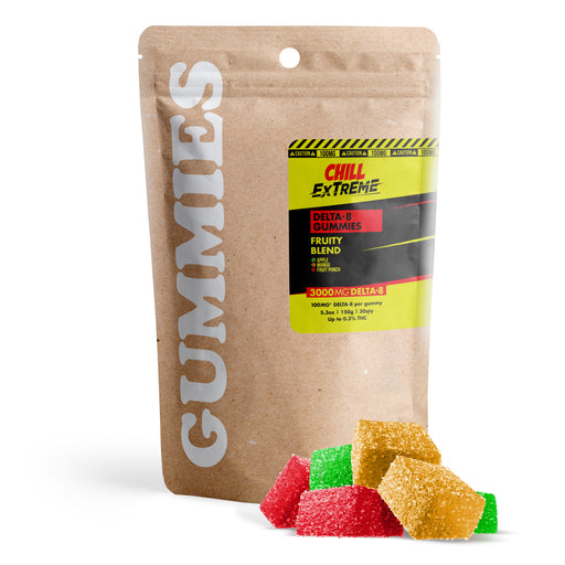 Chill Extreme Delta 8 Gummies Fruity Blend 100mg pouch