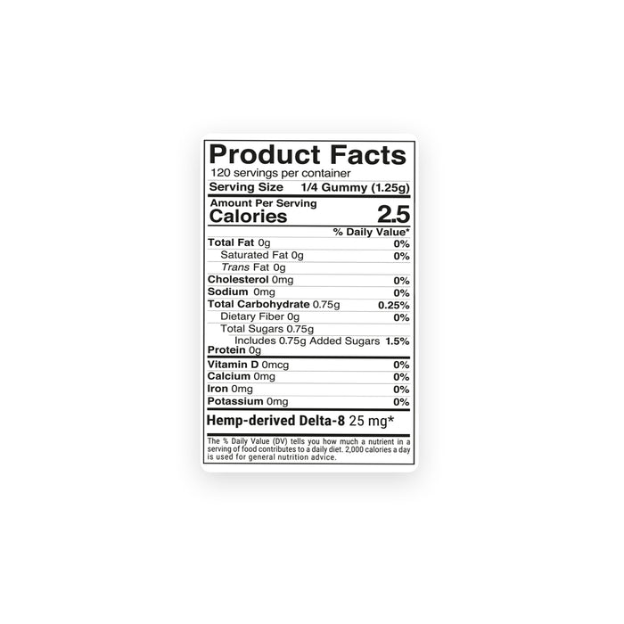 Chill Extreme Delta 8 Gummies Fruity Blend 100mg product facts