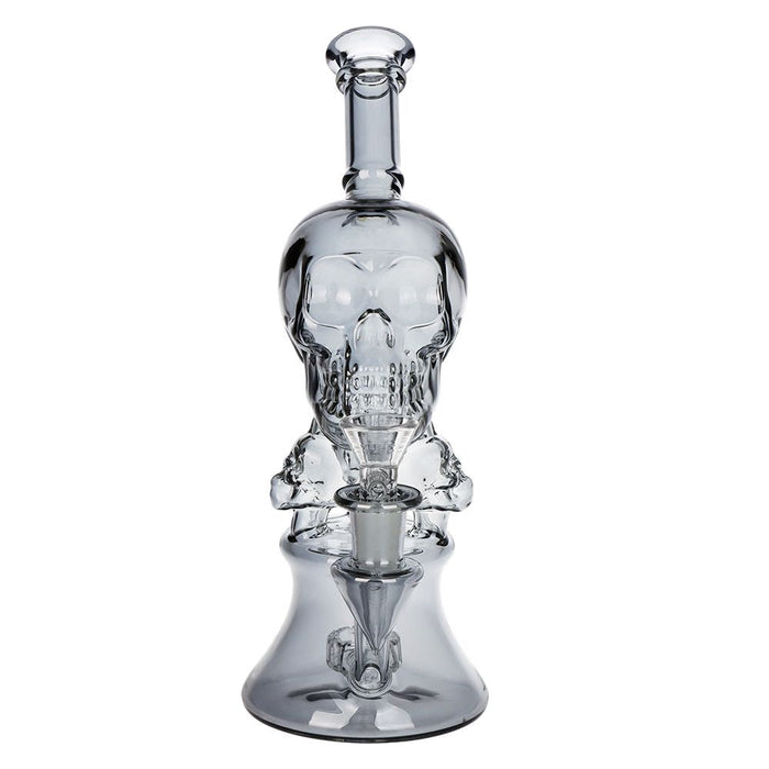 SeshGear Stacked Skulls Electroplated Glass Bong - 9" / 14mm F / Smoke