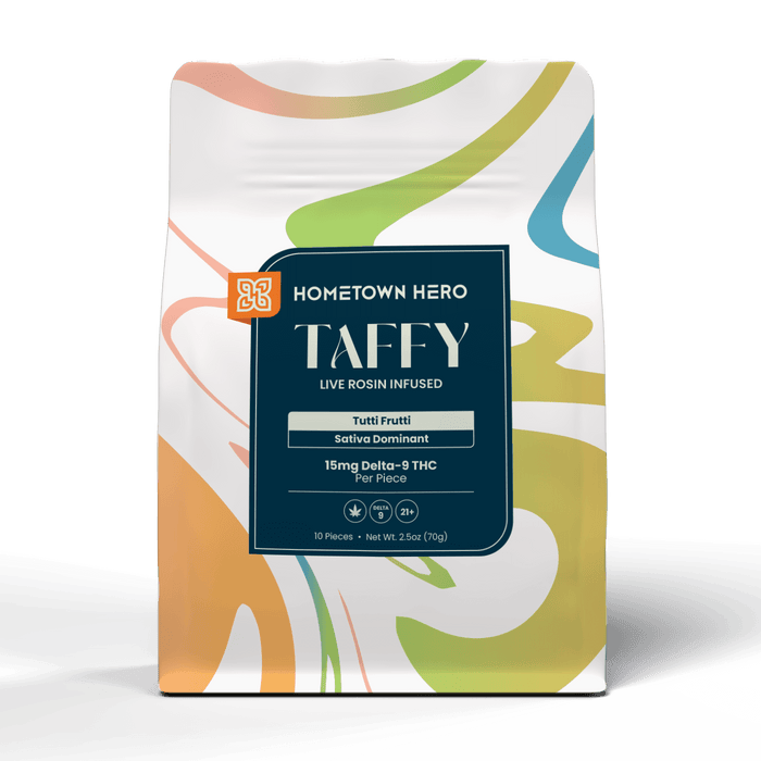 Hometown Hero Live Rosin Delta 9 Taffy Tutti Frutti 15mg (10 to 30 Count) | CBDdatabase.com