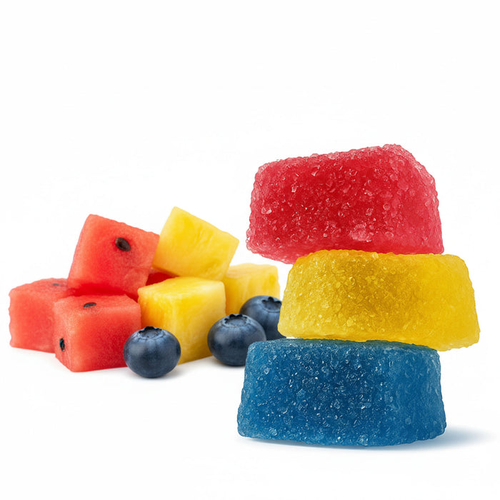 Chill Extreme Delta 8 + THCP Gummies Tropical Mix 150mg (30 Count) gummies with fruit