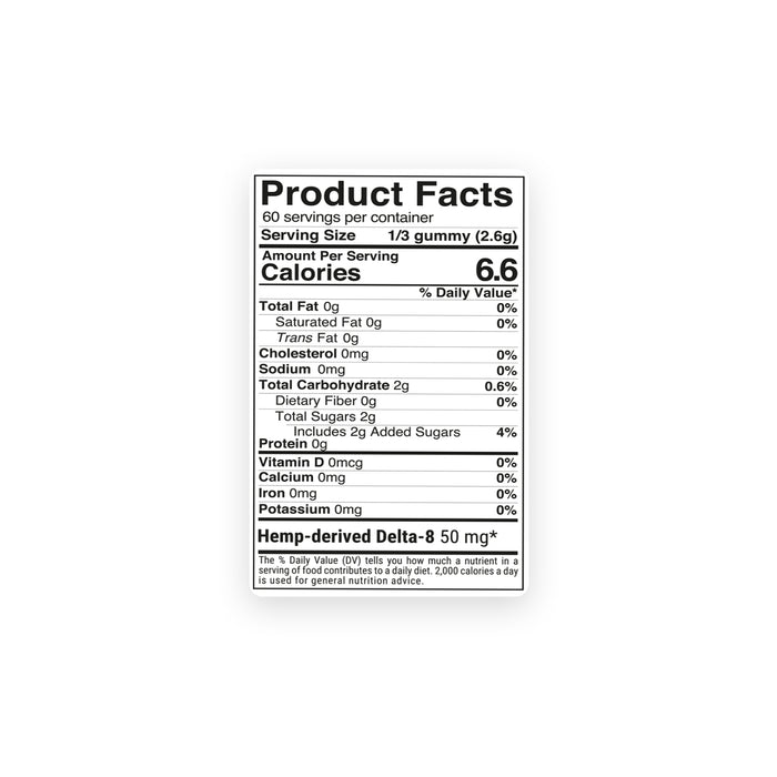 Chill Extreme Delta 8 Gummies Tropical Mix 150mg product facts