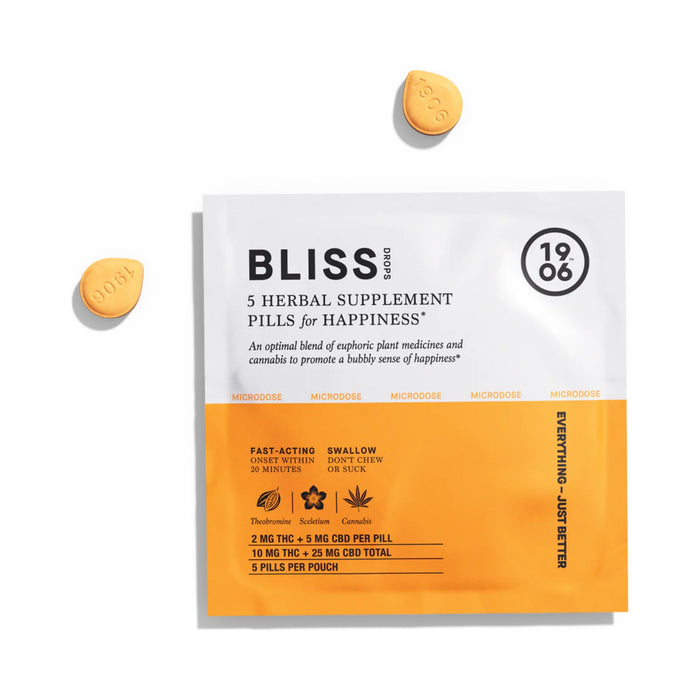 1906 Bliss Drops 2mg THC and 5mg CBD Pills 5 Count pouch