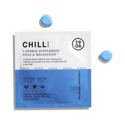 1906 Chill Drops 2mg THC and 25mg CBD Pills 5 Count pouch