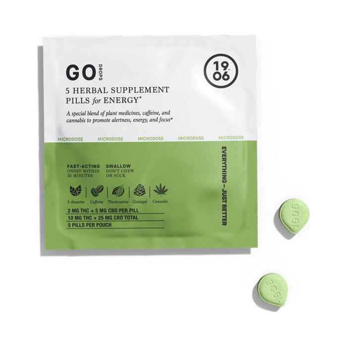 1906 Go Drops 2mg THC and 5mg CBD Pills 5 Count pouch