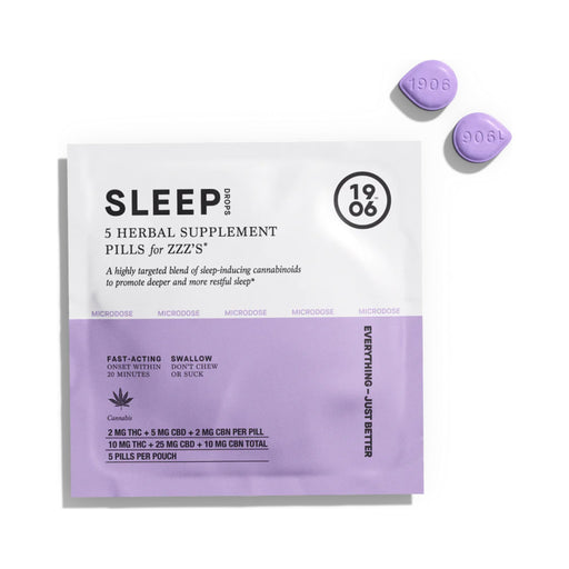 1906 Sleep Drops 2mg THC 5mg CBD and 2mg CBN Pills 5 Count pouch
