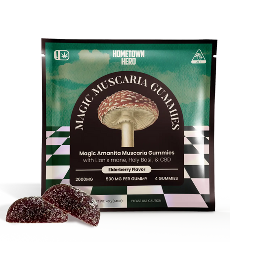 Hometown Hero Magic Amanita Muscaria Gummies Elderberry (4 Count) | CBDdatabase.com