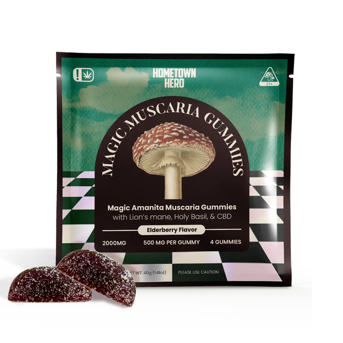 Hometown Hero Magic Amanita Muscaria Gummies Elderberry (4 Count) | CBDdatabase.com