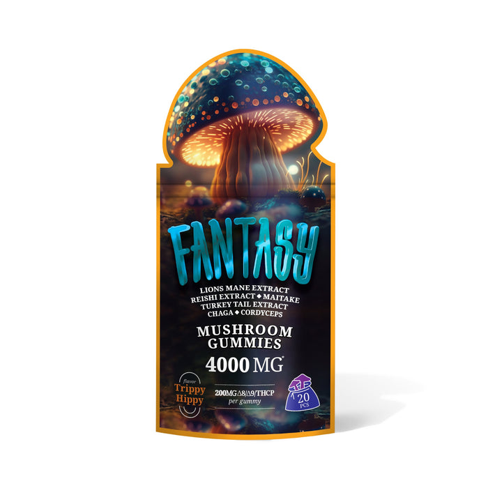 Fantasy Delta 8 + Delta 9 + THCP Mushroom Blend Gummies Trippy Hippy 200mg (20 Count) pack