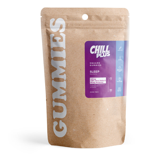 Chill Plus Delta 9 CBN Melatonin Gummies Blackberry 20mg (30 Count) pack