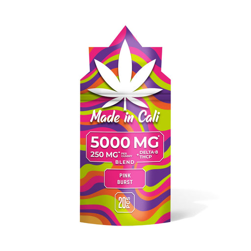 Made In Cali Delta 8 + THCP Gummies Pink Burst 250mg (20 Count) pack