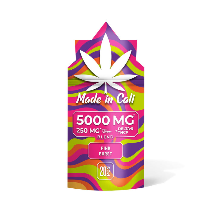 Made In Cali Delta 8 + THCP Gummies Pink Burst 250mg (20 Count) pack