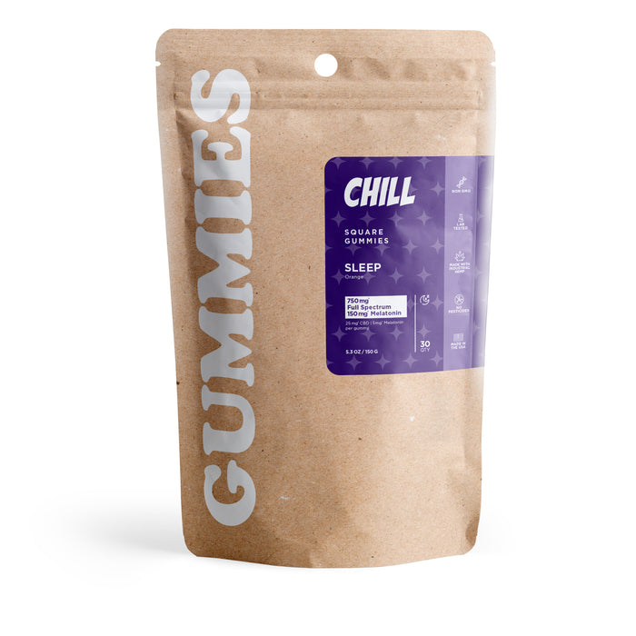 Chill Sleep Gummies Full Spectrum CBD and Melatonin Orange 30mg (30 Count) pack