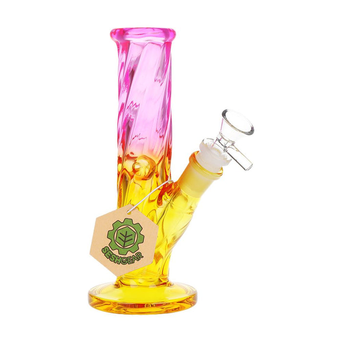 SeshGear Twist Ombre Straight Tube Glass Bong | 7.75" | 14mm F