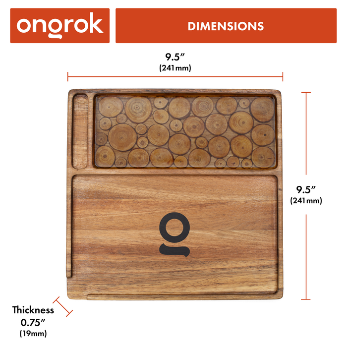 ONGROK Natural Acacia Wood Rolling Tray