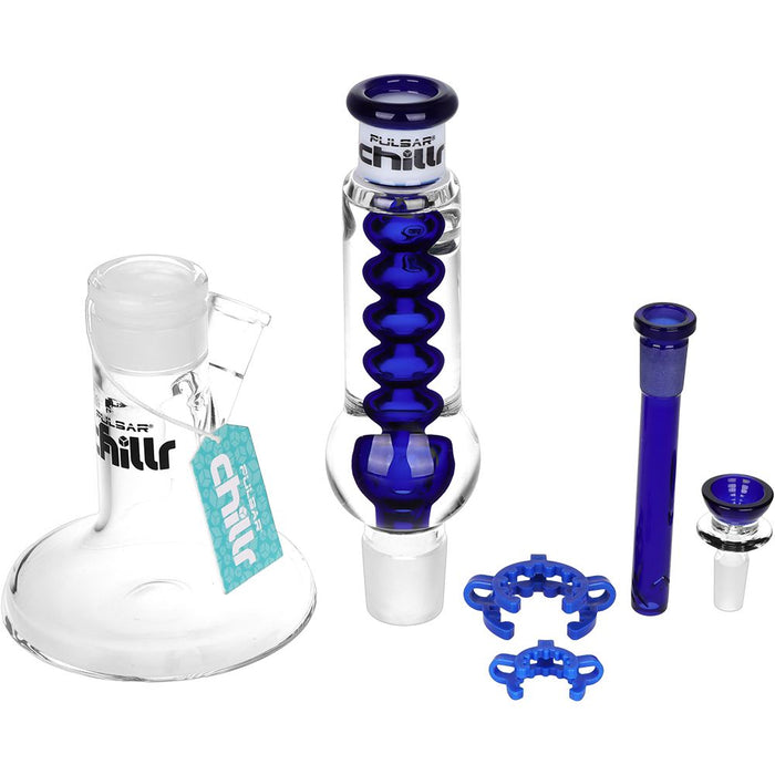 Pulsar Chillr Glycerin Straight Tube Glass Bong - 13" / 14mm F / Blue