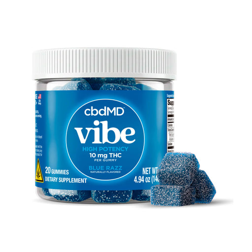 cbdMD Vibe Delta 9 THC and CBD Gummies 10mg (20 Count) Blue Razz