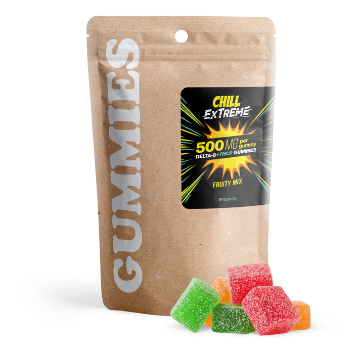 Chill Extreme Delta 8 + THCP Gummies Fruity Mix 500mg (30 Count) pack