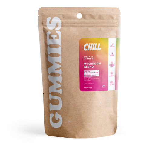 Chill Broad Spectrum CBD and Mushroom Blend Gummies 50mg (30 Count) pack