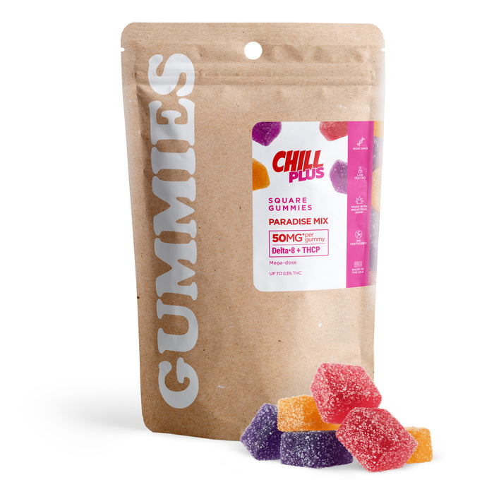 Chill Plus Delta 8 + THCP Gummies Paradise Mix 50mg (30 Count) pack