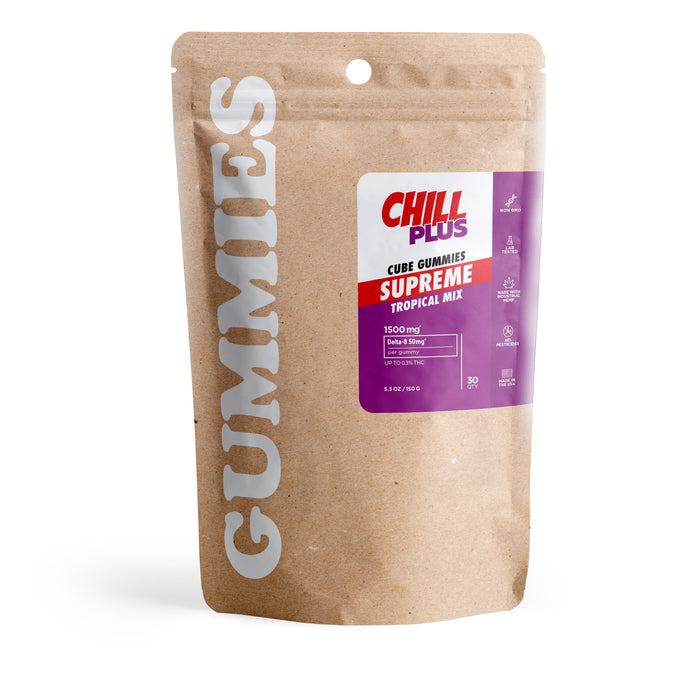 Chill Plus Delta 8 Gummies Tropical Mix 50mg (30 Count) pack