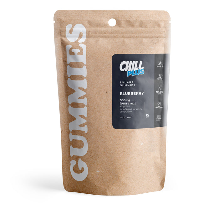 Chill Plus Delta 9 Gummies Blueberry 50mg (10 Count) pack