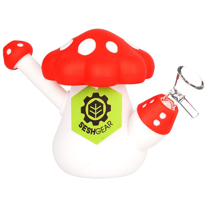 SeshGear Red Mushroom Silicone Bong - 4.5" / 14mm F / Red