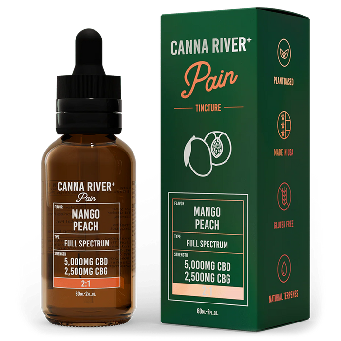 Canna River Pain Full Spectrum CBD Oil with CBG 5000mg (60mL) Mango Peach