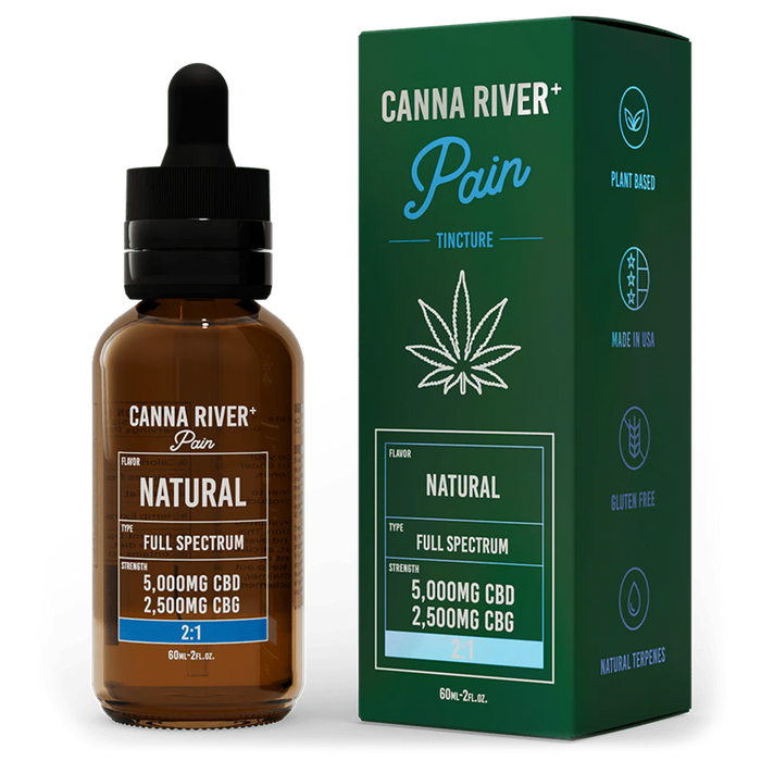 Canna River Pain Full Spectrum CBD Oil with CBG 5000mg (60mL) Natural