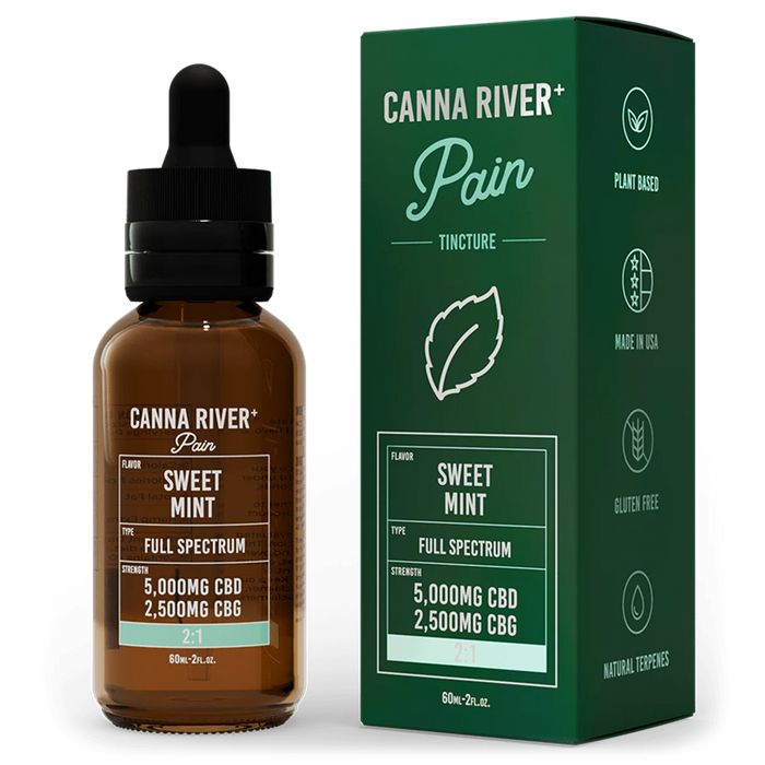 Canna River Pain Full Spectrum CBD Oil with CBG 5000mg (60mL) Sweet Mint