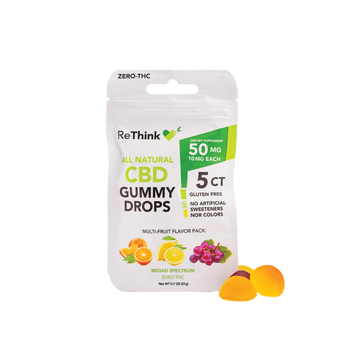ReThink CBD Gummy Drops Multi-Fruit 10mg (5 Count) | CBDdatabase.com