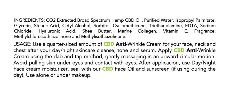 ReThink CBD Anti-Wrinkle Face Cream label | CBDdatabase.com