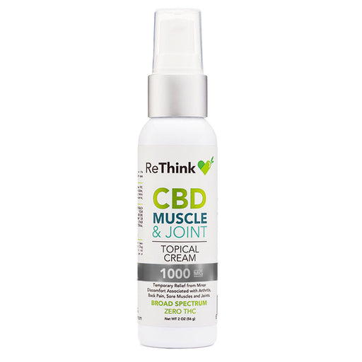 ReThink CBD Muscle & Joint Cream Pump Unscented 1000mg (2 oz) | CBDdatabase.com