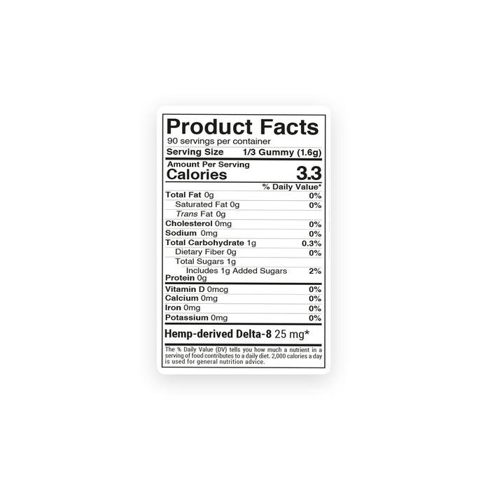 Chill Extreme Delta 8 Gummies Tropical Mix 75mg product facts