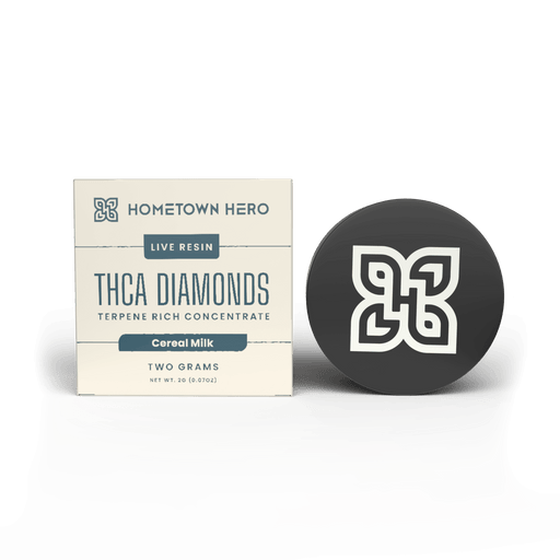 Hometown Hero THCA Diamonds + Live Resin Cereal Milk (2g) | CBDdatabase.com