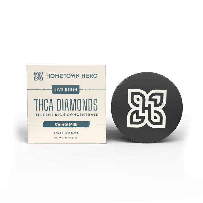 Hometown Hero THCA Diamonds + Live Resin Cereal Milk (2g) | CBDdatabase.com