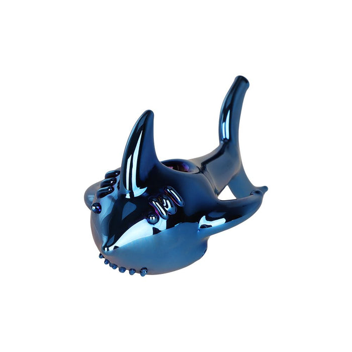 SeshGear Electroplated Cobalt Chomper Glass Hand Pipe - 5"