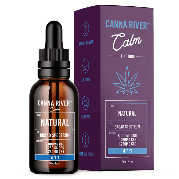 Canna River Calm Broad Spectrum CBD Oil with CBN and CBG Natural 5000mg (60mL)