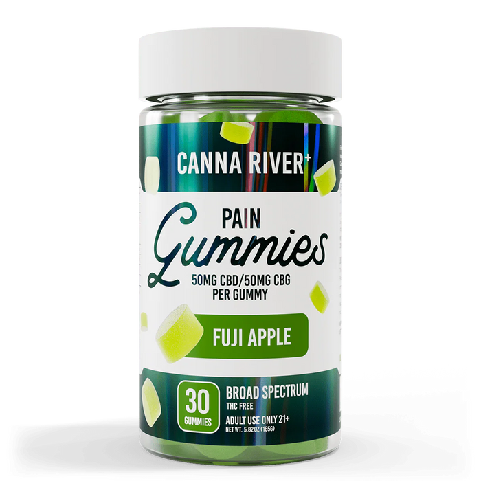 Canna River Pain Broad Spectrum CBD Gummies with CBG 100mg (30 Count) Fuji Apple