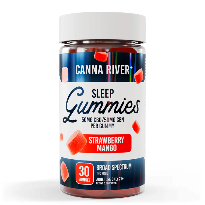 Canna River Sleep Broad Spectrum CBD Gummies with CBN 100mg (30 Count) Strawberry Mango