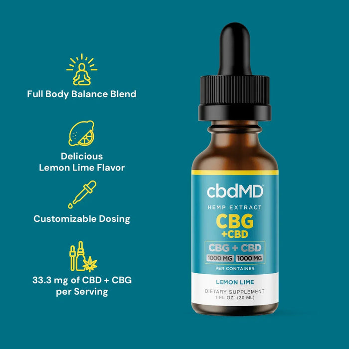 cbdMD Broad Spectrum CBG and CBD Oil Tincture 2000mg (30mL)
