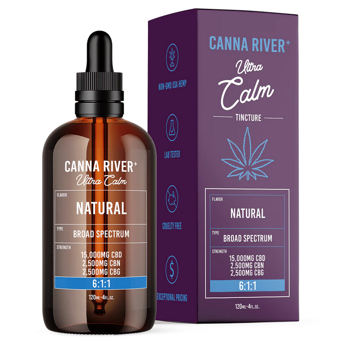 Canna River Ultra Calm Broad Spectrum CBD Oil with CBN and CBG Natural 20000mg (120mL)