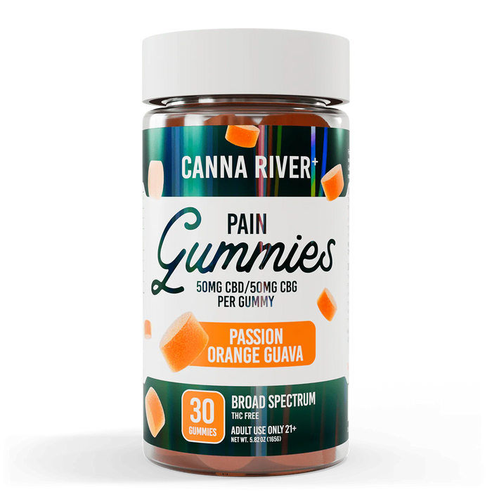 Canna River Pain Broad Spectrum CBD Gummies with CBG 100mg (30 Count) Passion Orange Guava