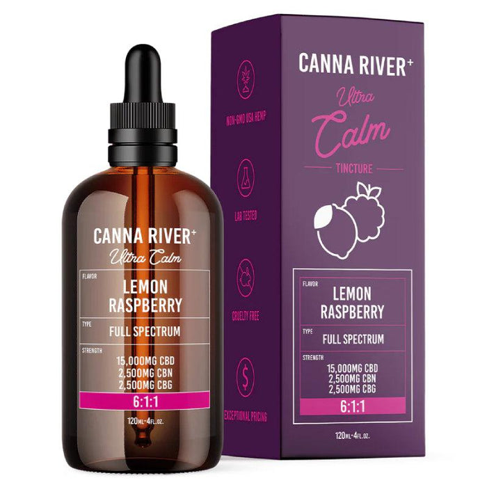 Canna River Ultra Calm Full Spectrum CBD Oil with CBN and CBG 20000mg (120mL) Lemon Raspberry