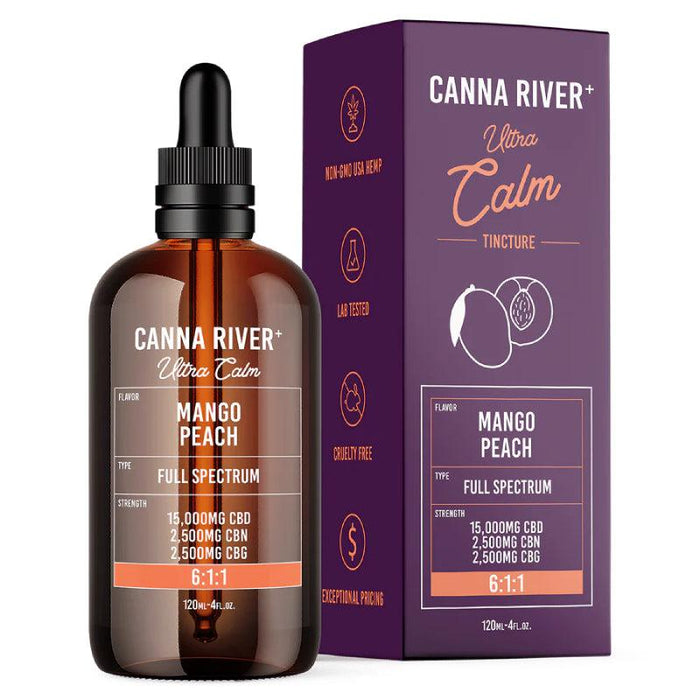 Canna River Ultra Calm Full Spectrum CBD Oil with CBN and CBG 20000mg (120mL) Mango Peach